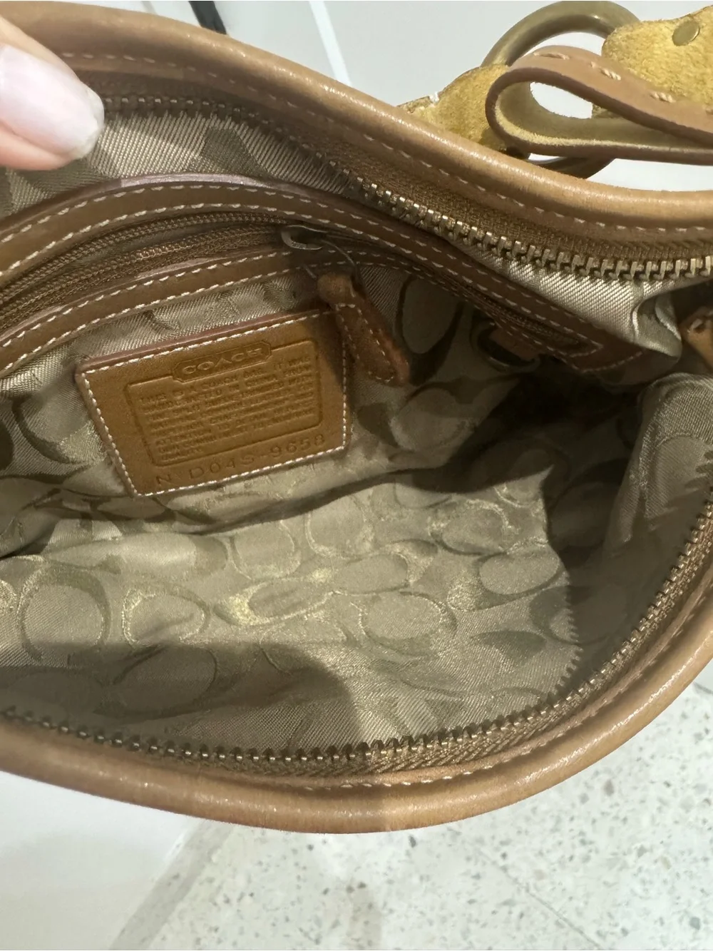 Coach Suede Hobo Shoulder Bag in Mustard Brown - Picture 8 of 8